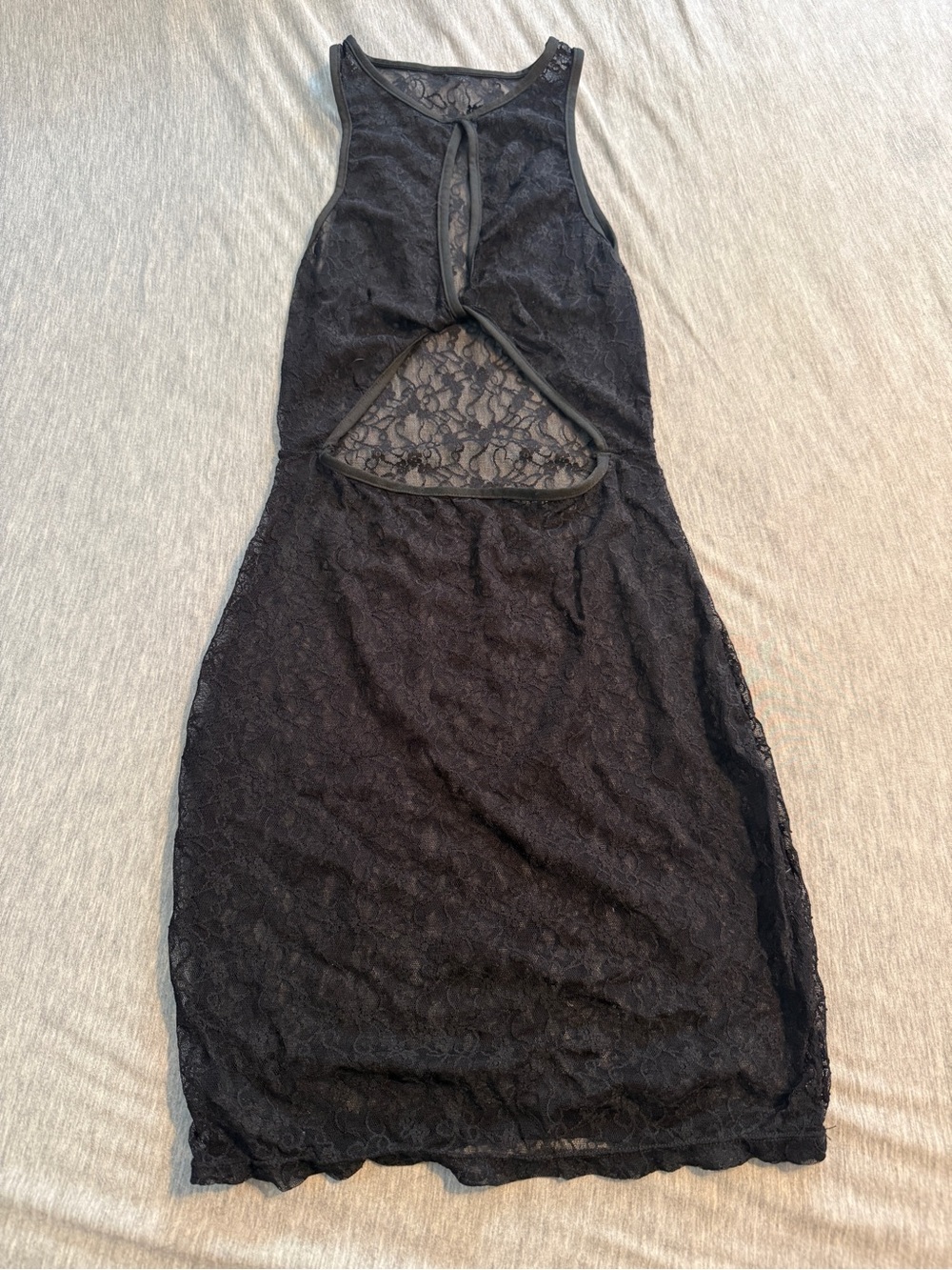 Black Lace Cutout Bodycon Dress - Women